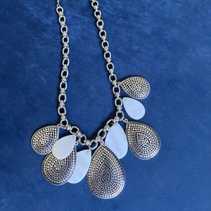 Silver and white dangle necklace